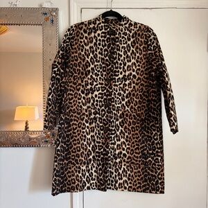 Ganni Black and Tan Leopard Print cotton  Coat size 34